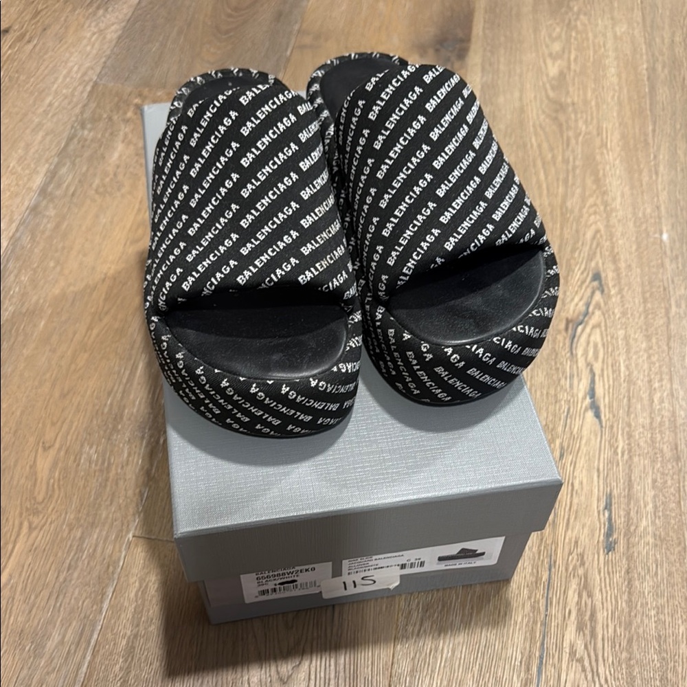 Balenciaga Monogram Black Slides